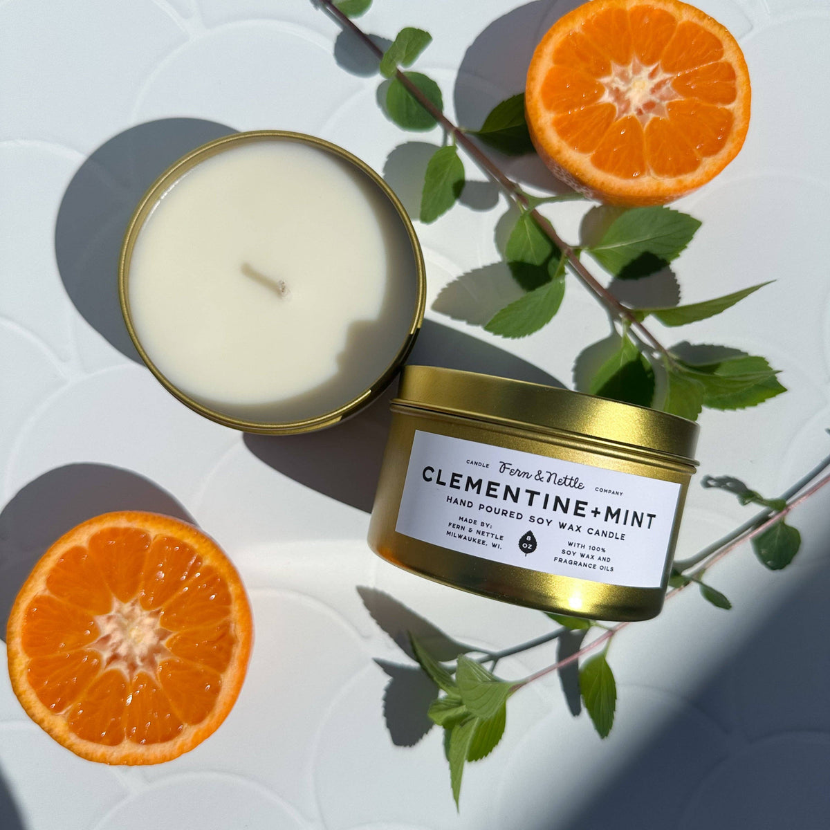 Clementine+Mint Scented Candle – The Waxwing