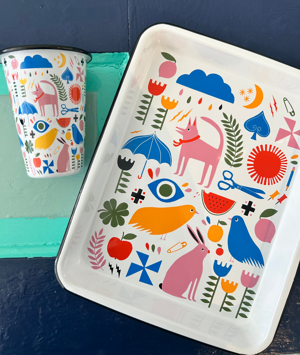 Lisa Congdon x CCH Pink Dog Enamelware Small Rectangle Tray – The