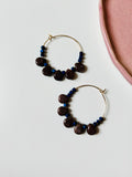 David Aubrey Brown Stone & Blue Hematite Hoop Earrings