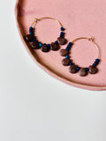 David Aubrey Brown Stone & Blue Hematite Hoop Earrings