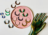David Aubrey Brown Stone & Blue Hematite Hoop Earrings