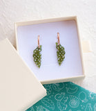 Spotted Begonia Leaf Houseplant Earrings on Rose Gold Hoops
