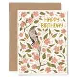 Apple Blossom Birthday Card - Bird & Floral Greeting Card