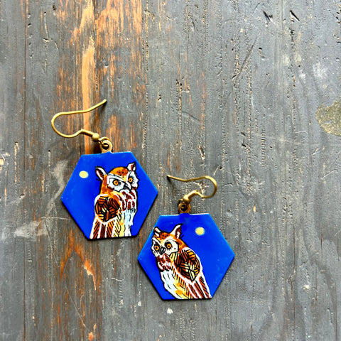 Dear Darlington OOAK Earrings: Western Screech Owl