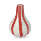 Stripe Bud Vase | Red Handpainted Ceramic | 4.75 Inch