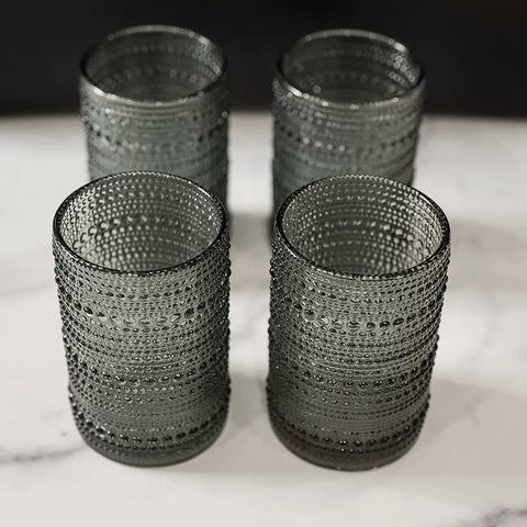 Gray Hobnail Drinking Glasses