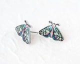Green Forest Night Moth Stud Earrings