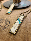 Narrow Turquoise Birch Bark Necklace | Rustic BEST SELLER