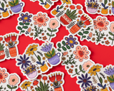 Potted Plants Illustrated Vinyl Sticker