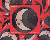 Pouty Moon Cartoon Vinyl Waterproof Sticker