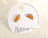 French Baguette and Croissant Parisian Food Stud Earrings