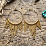 Desert Sunburst Fringe Hoop Earrings