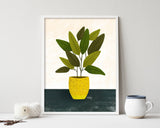 Yellow Pot - potted plant art print