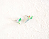 Green Ruby-throated Hummingbird Handmade Stud Earrings