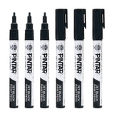 PINTAR Premium Acrylic Paint Pens - 1mm Fine Tip Pens For Rock Painting, Ceramic Glass, Wood, Paper, Fabric & Porcelain, Water Resistant Paint Set, Surface Pen, Craft Supplies, DIY Project (6 Black)