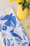 Blue Songbird Tea Towel - Bird Floral Kitchen Towel Decor