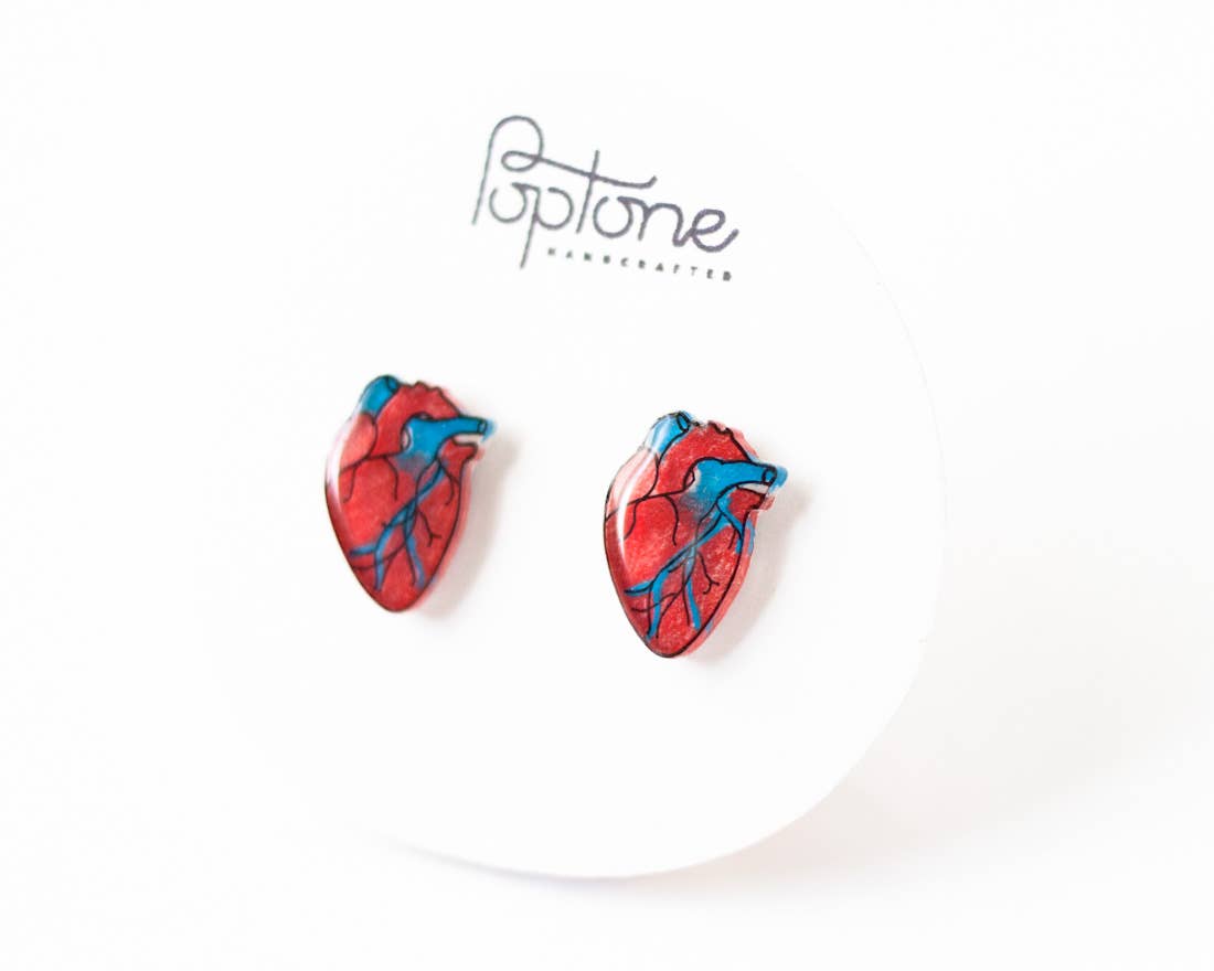 プニ　HUMAN MADE Heart Earrings 赤青セット Valentine Anatomic Human Heart Earrings – The Waxwing