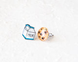 Milk and Cookies Food Stud Earrings