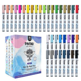 PINTAR Premium Acrylic Paint Pens - 1mm Fine Tip Pens For Rock Painting, Ceramic Glass, Wood, Paper, Fabric & Porcelain, Water Resistant Paint Set, Surface Pen, Craft Supplies, DIY Project (35 colours)
