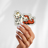 Angel and Devil Besties Sticker, Vintage Kewpie Style Decal