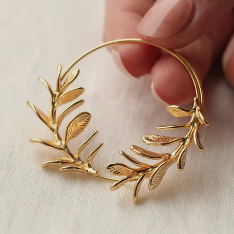 Botanical Leaf Hoop Earrings