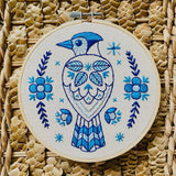 Folk Blue Jay Embroidery Kit