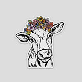 Floral Crown Cow Sticker