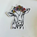 Floral Crown Cow Sticker