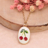 Cherry Vintage Enamel Cherries Gold Necklace