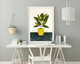 Yellow Pot - potted plant art print