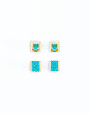 Beaded Handwoven Tulip Stud Pack (Teal/Rust)