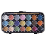 Watercolor Paint Set in Case - 21 Pearlescent Colors & Paint Brush