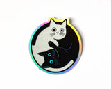 Holographic Yin Yang Cat Vinyl Sticker