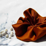 Upcycled Rust Satin Scrunchie