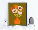 Retro Blooms - floral illustration print