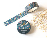 Dark Blue Garden Floral Washi Tape