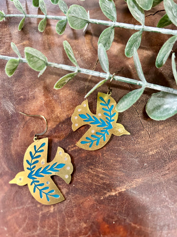 Dala Bird Stained Glass Resin Earrings