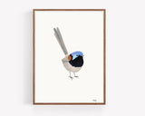 Fairy Wren Print - woodland bird illustration
