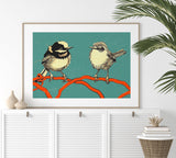 BIRD COUPLE Vibrant Giclée Art Print by Renée Staeck