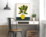 Yellow Pot - potted plant art print