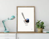 Fairy Wren Print - woodland bird illustration