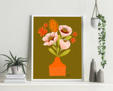 Retro Blooms - floral illustration print