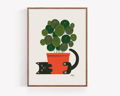 Plants are Friends - Cat and Plant Print