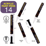 Pintar Acrylic Paint Markers - 14 Pack With 5 mm Tips
