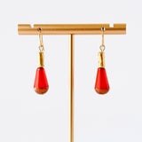 Long Czech Glass Teardrop Earrings with Antiqued Gold Accent