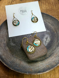 Birch Bark & Turquoise Dangle Earrings – Bronze