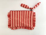 Pink and Red Stripes Quilted Pouch | Block-Printed Cotton