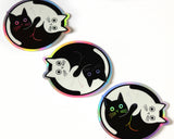 Holographic Yin Yang Cat Vinyl Sticker