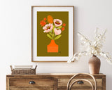 Retro Blooms - floral illustration print