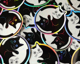 Holographic Yin Yang Cat Vinyl Sticker